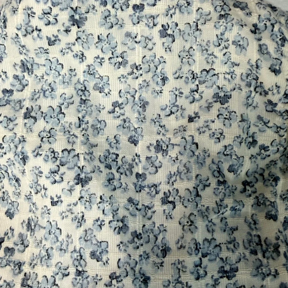 American Eagle Women One Shoulder Crop Top S Blue Floral Smocked 035-2351-5023